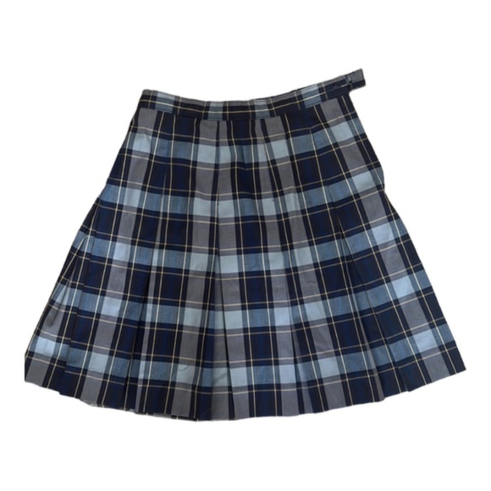 Plaid navy and yellow school uniform skirt